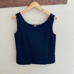 St. John Navy Wool Blend Knit Sleeveless Tank Top